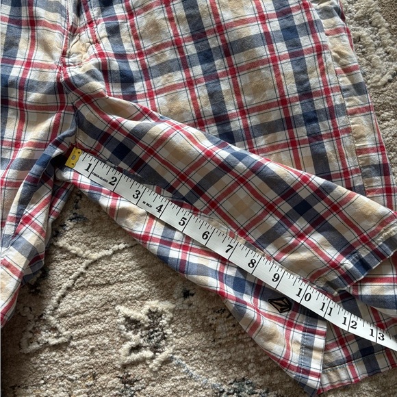 Volcom Red Blue Plaid Shorts Men 34 Y2k Street Skater Retro - Picture 8 of 8